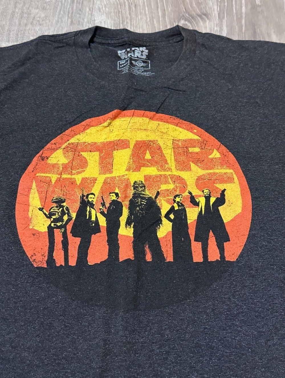 Star Wars Charcoal Black Crewneck Tee with White Logo - Picture 2 of 4
